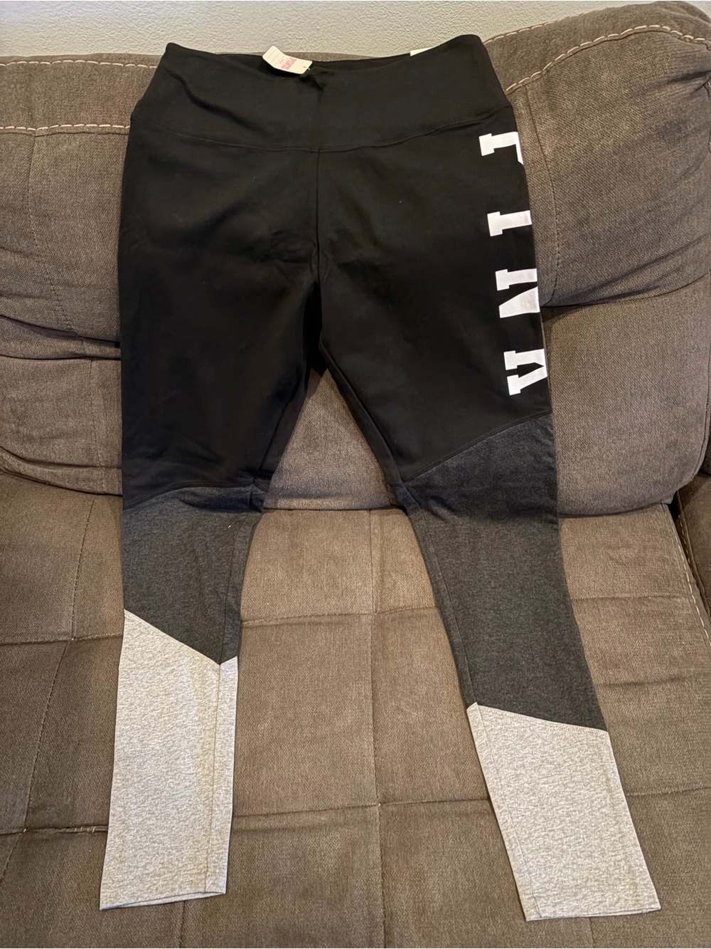 Black and Gray Colorblock Leggings - Pink By VS